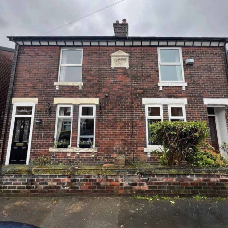 A pair of neighbouring Victorian properties in Cheshire before undergoing brick cleaning and specialist lime mortar repointing