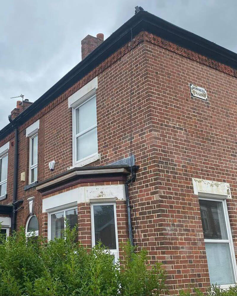 A Victorian terrace in Manchester after undergoing brick cleaning and repointing