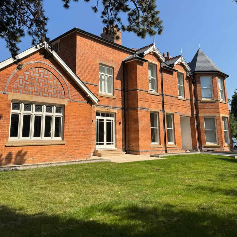 A completed project by Unique Pointing to restore brickwork and lime mortar pointing at Shaftesbury House on Park Road in Cheadle Hulme SK8